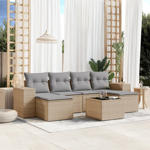vidaXL 7-dijelni set vrtnih sofa od poliratana s jastucima bež Cijene