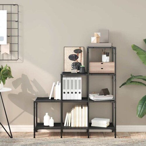  Regal za knjige crni 92 x 30 x 102 cm konstruirano drvo i metal Slike