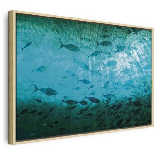  Slika - A shoal of dark fish 120x80 U prirodnom drvenom okviru Cene