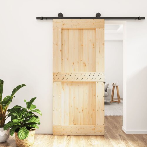 vidaXL Drsna vrata s kompletom vodil 95x210 cm trdna borovina Cene
