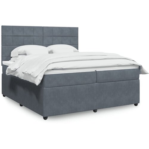 VidaXL Box spring postelja z vzmetnico temno siva 200x200 cm žamet Slike