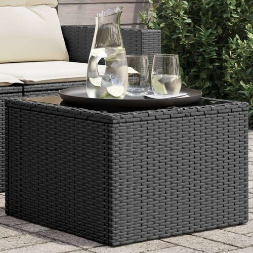 VidaXL vrtni stol sa staklenom pločom crni 55x55x37 cm od poliratana Slike