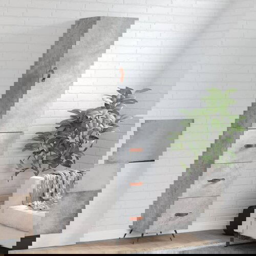 VidaXL Visoka omara betonsko siva 34,5x34x180 cm inženirski les Slike