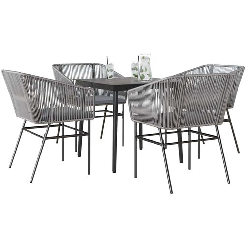  Vrtna garnitura - 5-dijelni vrtni blagovaonski set s jastucima poliratan i staklo Cene