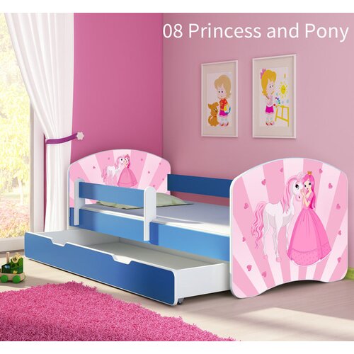  Otro&scaron;ka postelja ACMA z motivom, stranska modra + predal 160x80 cm 08 Princess with Pony Cene