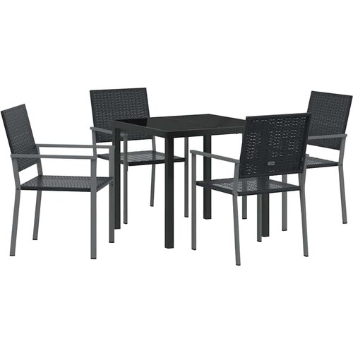  Vrtni set za objed 5 pcs Crna PE ratan Slike