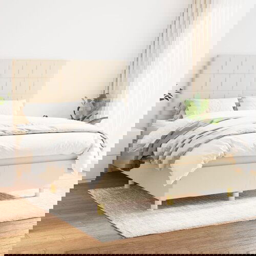 The Living Store Box spring postelja z vzmetnico krem 140x200 cm blago - Box Spring Postelja, (21511876) Slike