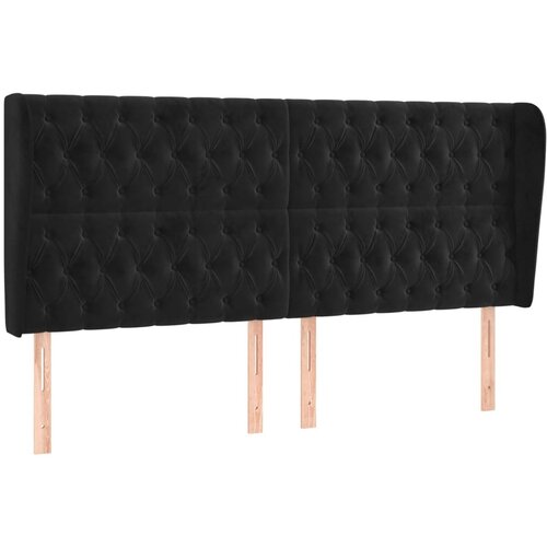 Maison Chic posteljno vzglavje - vzglavna omarica - nočna omarica z u&amp;scaron;esi črno 183x23x118/128 cm žamet, (21712076) Slike