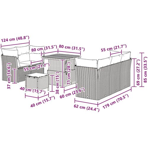  Sjedeća garnitura za vrt 8 kom. Crna poliratan 80 x 80 x 71 cm Slike