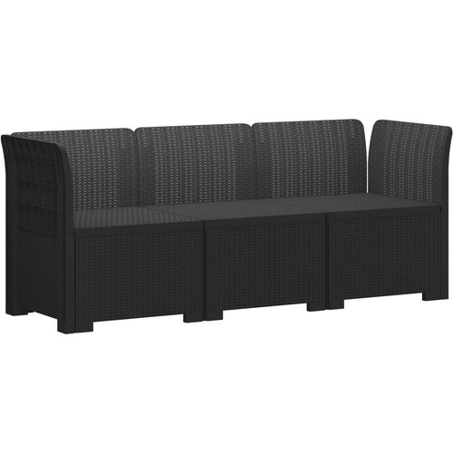 SOFA za vrt za 3 osobe s izgledom ratana PP Antracit Cene