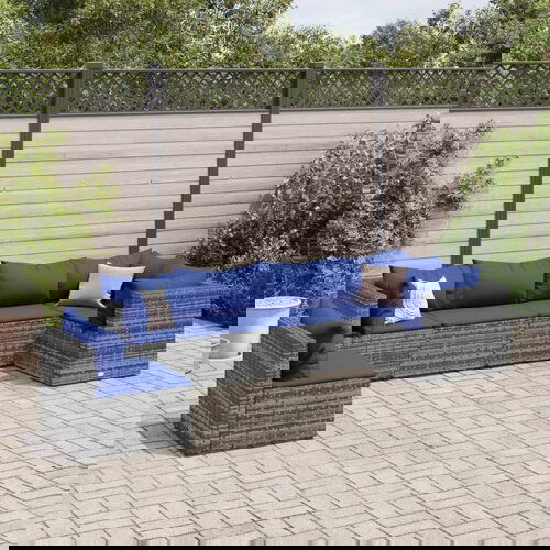 The Living Store Vrtna sedežna garnitura 6-delna z blazinami siv poli ratan - Vrtna Sedežna Garnitura, (21625543) Cene