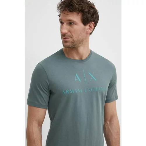 Armani_Exchange Majica kratkih rukava za muškarce, boja: siva, s tiskom