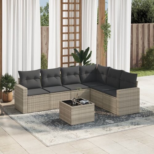 vidaXL 7-dijelni set vrtnih sofa svjetlosivi od poliratana Cijene