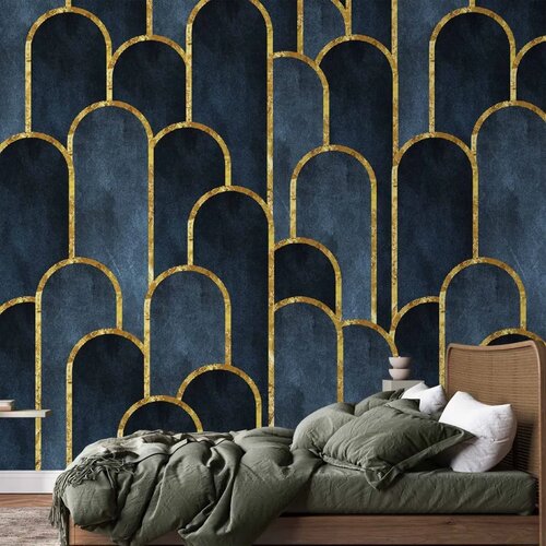  Foto tapeta - Gold and Navy Blue Pattern 343x256 Samoljepljiva Slike