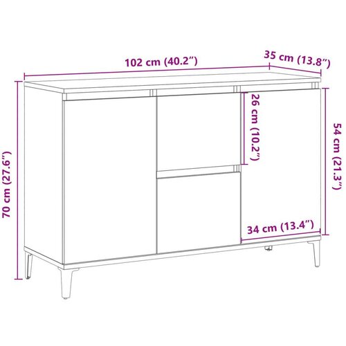 vidaXL Komoda starinski les 102x35x70 cm inženirski les Cene
