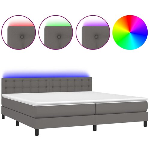 Maison Chic Box spring postelja - Vzmetna postelja z vzmetnico LED siva 200x200cm umetno usnje SL3525, (21903466) Cene