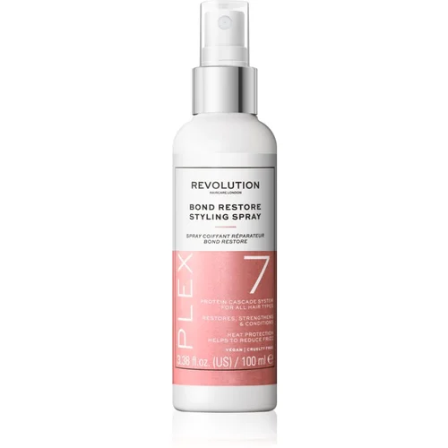 Revolution Haircare London Plex 7 Bond Restore Styling Spray nega brez izpiranja za poškodovane lase za suhe lase 100 ml za ženske