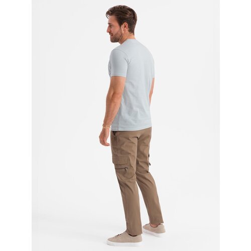 Ombre Men's cotton t-shirt with pocket - light grey Cene