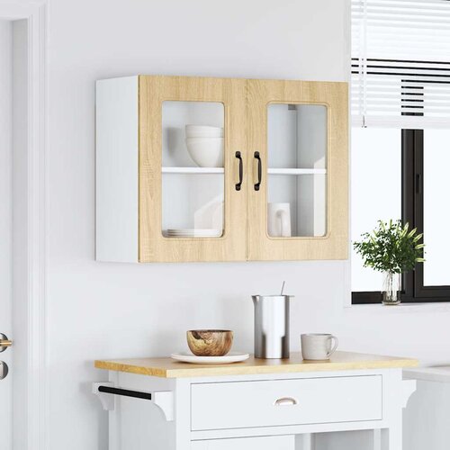  Zidni kuhinjski ormarić sa staklenim vratima &amp;quot;Kalmar&amp;quot; hrast sonoma, inženjersko drvo Smeđa Slike