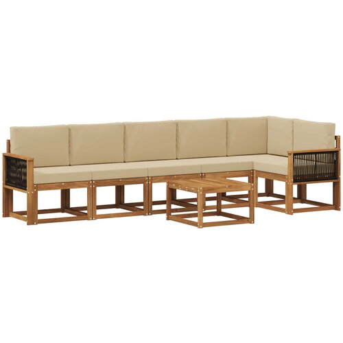 vidaXL Zunanja garnitura za sedenje 7 pcs Naravna in bež Poliester, (5000282531) Cene