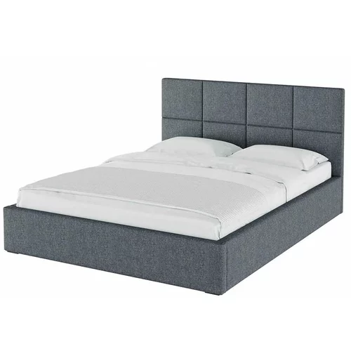 MESONICA Sivi tapecirani bračni krevet s prostorom za odlaganje s podnicom 140x200 cm Bufo Bed –