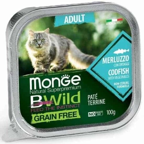 Monge bwild pašteta za mačke, ukus bakalara i povrća, 100g Slike