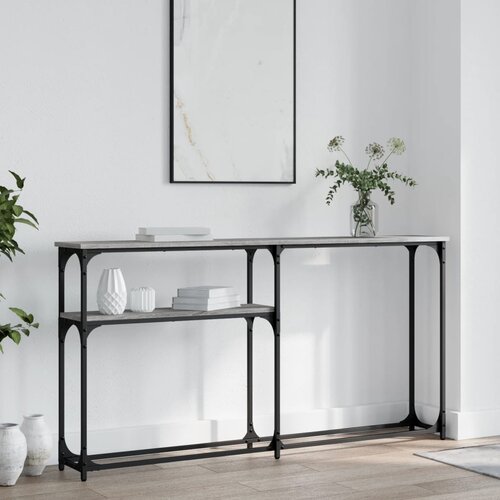 VidaXL Konzolni stol siva boja hrasta 145x22,5x75 cm konstruirano drvo Slike