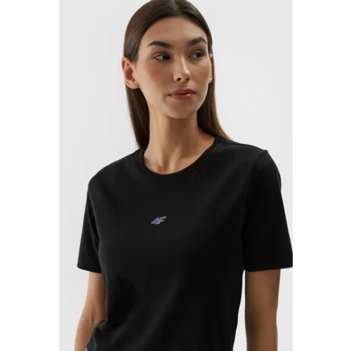 4f Women's Cotton T-shirt Slim Cropped Black WAW24TTS