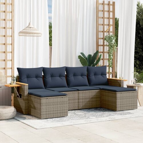 vidaXL 6-dijelni set vrtnih sofa od poliratana s jastucima sivi Cijene