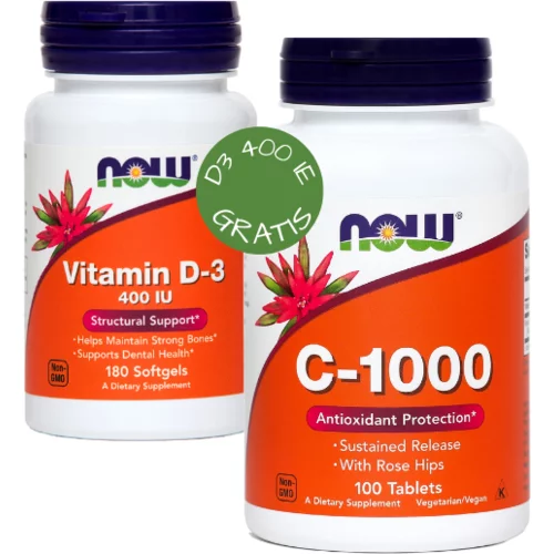 NOW C-1000 + Vitamin D3 400 IE, paket za odpornost