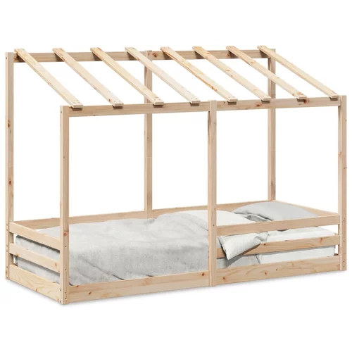 vidaXL Otroška postelja s streho 90x190 cm trdna borovina