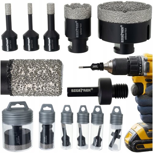Bigstren Set od 6 dijamantnih krunskih pila m14 za keramiku i kamen 6-68mm + adapter Cijene