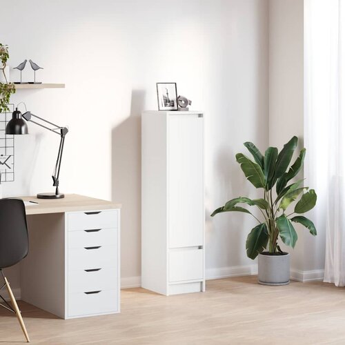 vidaXL Visoka omara bel 29,5x34x119,5 cm inženirski les Cene