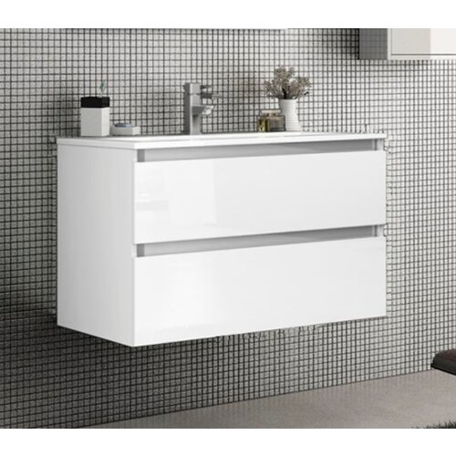AQUA Podumivalniška omarica z umivalnikom Aqua (100 cm, bela, sijaj) Cene