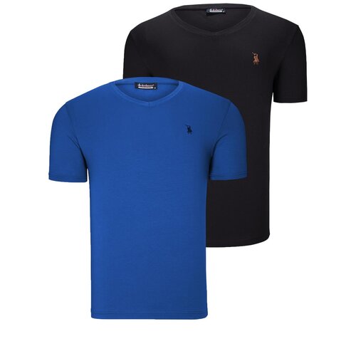 Dewberry DUAL SET T8568 V-NECK MENS T-SHIRT-BLACK-SAKS Cene