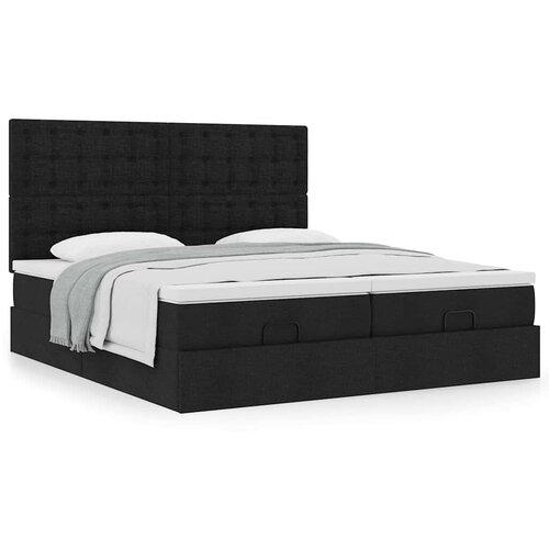 vidaXL Otomanski posteljni okvir z vzmetnicami črn 200x200 cm blago Cene