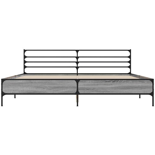  Okvir za krevet boja hrasta 200x200cm konstruirano drvo i metal Siva 200 x 200 cm Slike