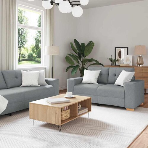  Dvodijelni set sofa s jastucima, svijetlo siva tkanina Cene