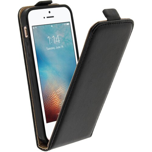 AVIZAR Vertikalna tanka torbica, etui iz sintetičnega usnja za Apple iPhone SE, 5 / 5S – črna, (20526944) Cene