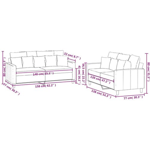  2-dijelni set sofa s jastucima žuti bar&amp;scaron;unasti Slike