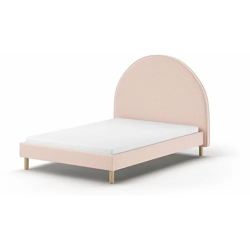 Vipack Rožnata oblazinjena postelja z letvenim dnom 140x200 cm MOON –
