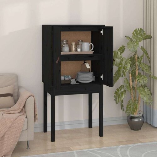  Visoka komoda crna 60 x 40 x 120 cm od masivne borovine Cijene