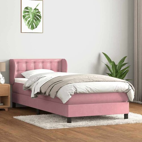 Box spring postelja z vzmetnico roza 90x220 cm žamet, (22011363) Cene