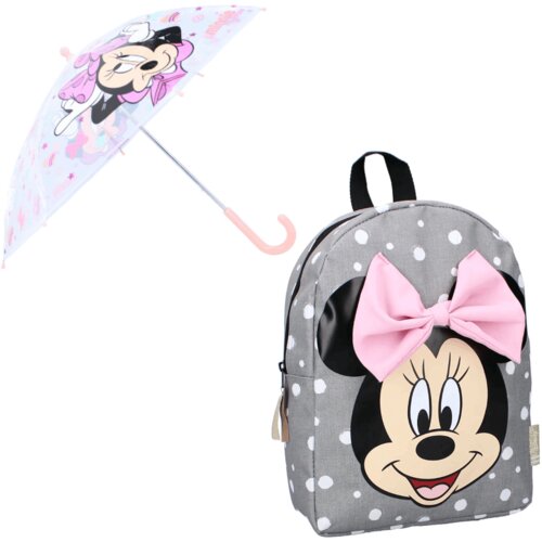 Disney Ranac i kišobran za devojčice Minnie Mouse, Sivo-roze Cene