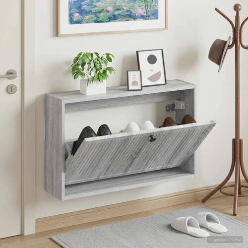  Ormar za cipele na zidu EDE 71 x 17 x 43 cm Konstruirano drvo - Siva Sonoma Cijene