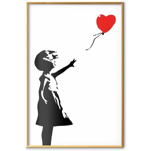  Plakat - Girl with a Balloon 21x30 Zlatni okvir Slike
