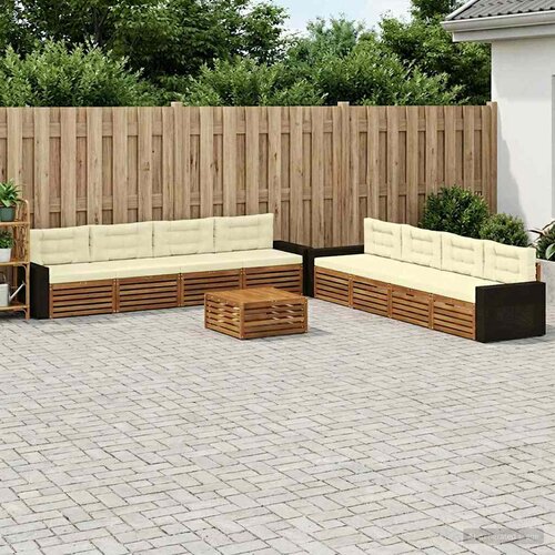  Set vanjskih sofa s jastukom 9 pcs Prirodna i krem Poliester Cene