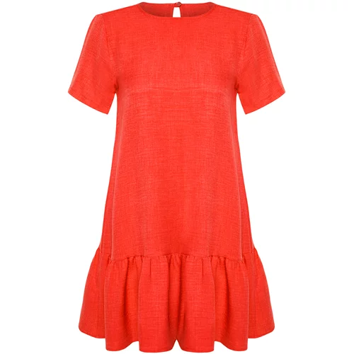 Trendyol Orange Flounce Mini Woven Mini Dress