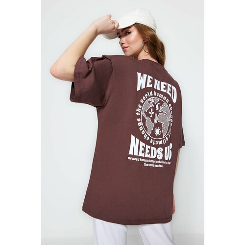 Trendyol T-Shirt - Brown - Oversize Slike