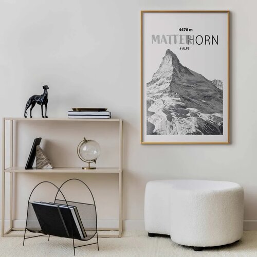  Plakat - The majestic Matterhorn mountain peak  crown of mountains  mountain landscape 21x30 Zlatni okvir s margom Cijene